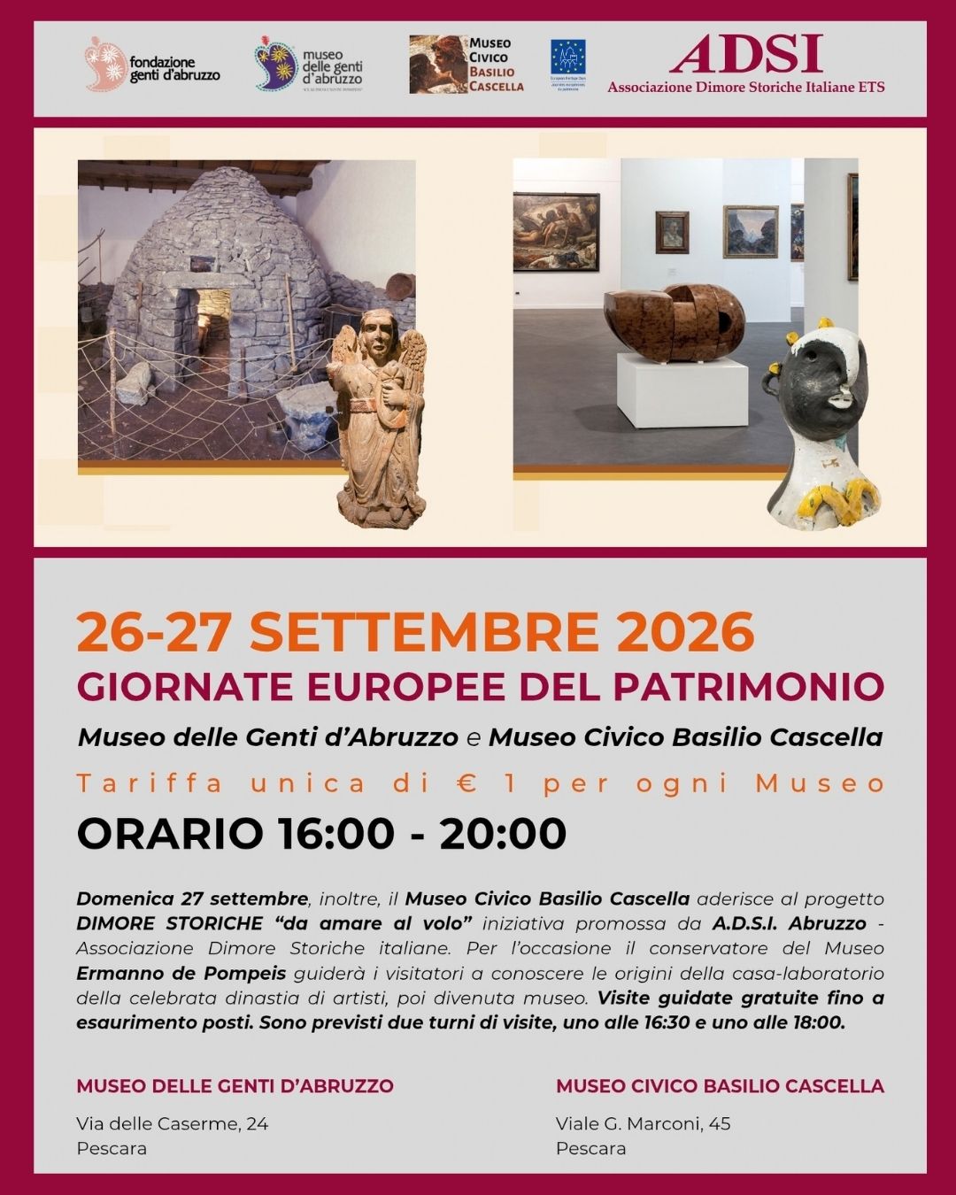 Giornate Europee del Patrimonio 2026 museo cascella pescara